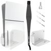 Holembry for PS5 Slim Wall Mount 1 X Aluminum Alloy PS5 Slim Wall 1 X PS5 Slim Dust Cover Fixed On the Wall To Save Dust Washable and White Kit,