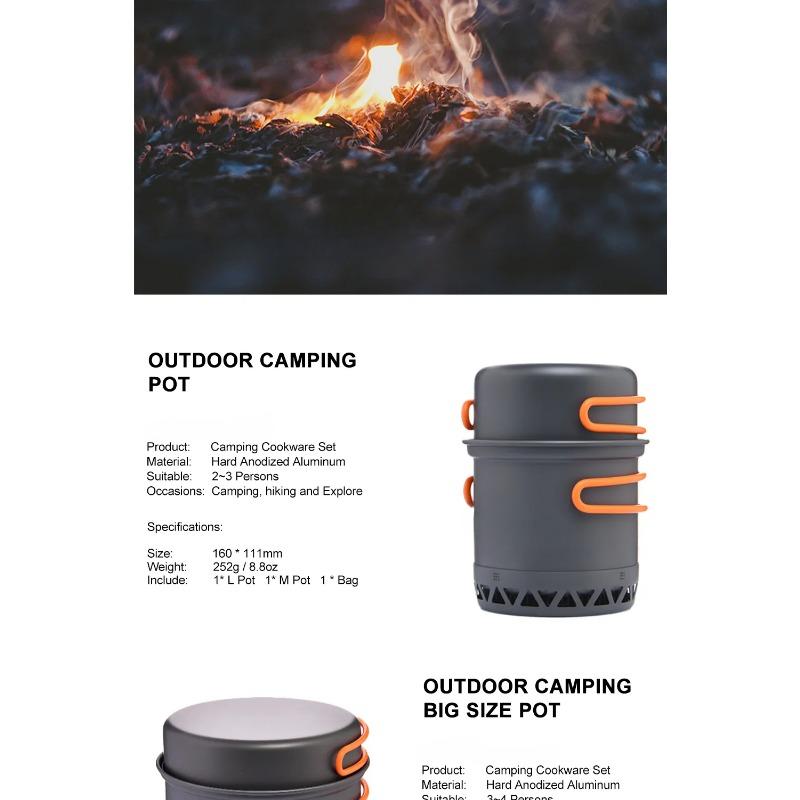 Посуда для кемпинга, набор для приготовления пищи на открытом воздухе, тепловая плита, дорожная посуда, горшок, чайник, кухонное оборудование, портативное оборудование для походов и приготовления пищи на открытом воздухе