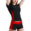 Li Ning Conservative Short Sleeve High Waist Two Piece Swimsuit Women Swimwear Black Red LSCP226-1