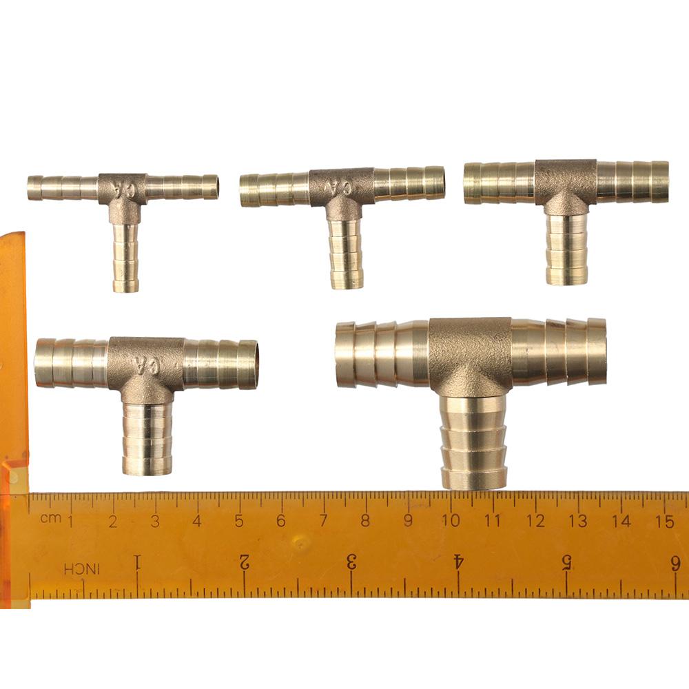 1/4" 5/16" 3/8" 1/2" 5/8" 3 Ways Brass Barb Hose Barbed Tee Connector Fitting Air Gas Water Fuel