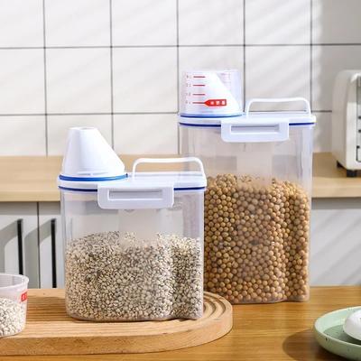 Кухонные принадлежности Ведро для хранения продуктов 1,5/2 кг Портативный влагостойкий контейнер для хранения с чашкой для взвешивания Пластиковый контейнер для продуктов