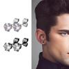 Earrings Stainless Steel Multiple Black Simple Ear Studs for Men Women Punk Style CZ Round Earring Fashion Jewelry