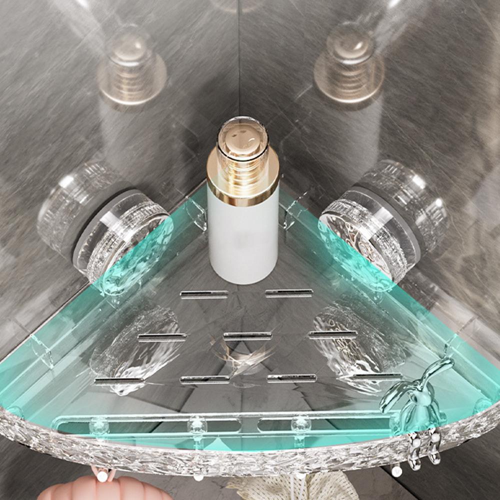 Стеллаж для хранения на присоске, легкая роскошная полка для ванной комнаты с эффектом водной ряби для туалетных принадлежностей, настенный органайзер без дырокола для дома