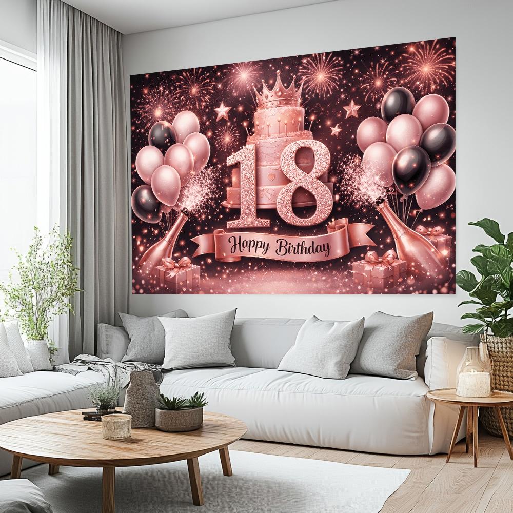 1pc 18th Birthday Ceremony Background Banner suitable for birthday celebrations festival gatherings and anniversaries