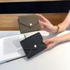 Настоящая кожаная короткая складная монетница Женский модный кошелек с контрастной строчкой Сумка для хранения ID-карт из коровьей кожи