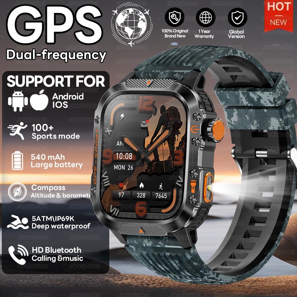 Новые спортивные смарт-часы с двухдиапазонным спутниковым GPS для мужчин, AMOLED HD-экран, пульсометр, компас, водонепроницаемость 10 ATM, для плавания