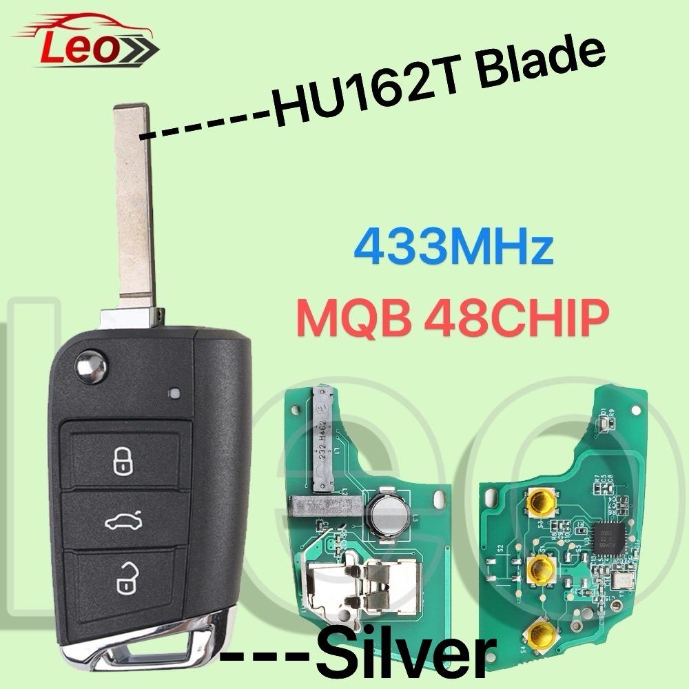 Leo Smart Flip Remote Key For VW Volkswagen Seat Golf 7 MK7 Touran Polo Tiguan  Keyless go/NO Keyless go 433MHz MQB48-CHIP