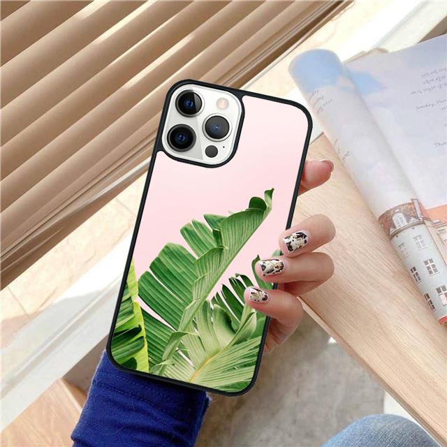 Чехол-накладка с рисунком тропических пальмовых листьев для iPhone 17 Air 15 16 Pro Max 14 13 12 11 Pro Max Plus Coque