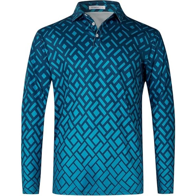 Long Sleeved Polo Shirt Men's Golf Polo Shirt with Collar, Performance Sports and Casual Golf Shirt