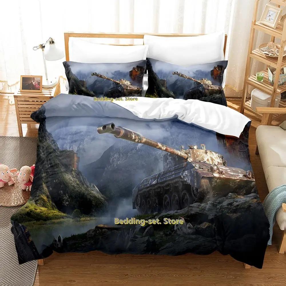 World Of Tanks Bedding Set Single Twin Full Queen King Size Bed Set Adult Kid Bedroom Duvetcover Sets Anime Parure de lit Bed