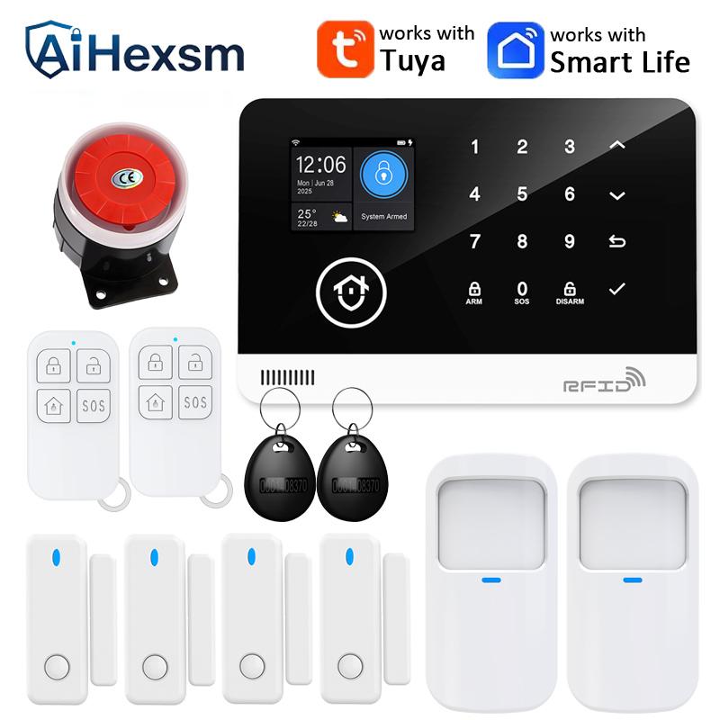Tuya Smart WiFi GSM Home Security Pet PIR Alarm System RFID APP Control Wireless Solar Siren Outdoor Camera Volume Adjustable