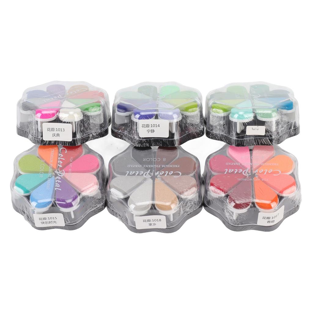 6 шт. моющаяся штемпельная подушечка в форме лепестка 48 металлических цветов DIY резиновая штемпельная подушечка для собак детский отпечаток ноги