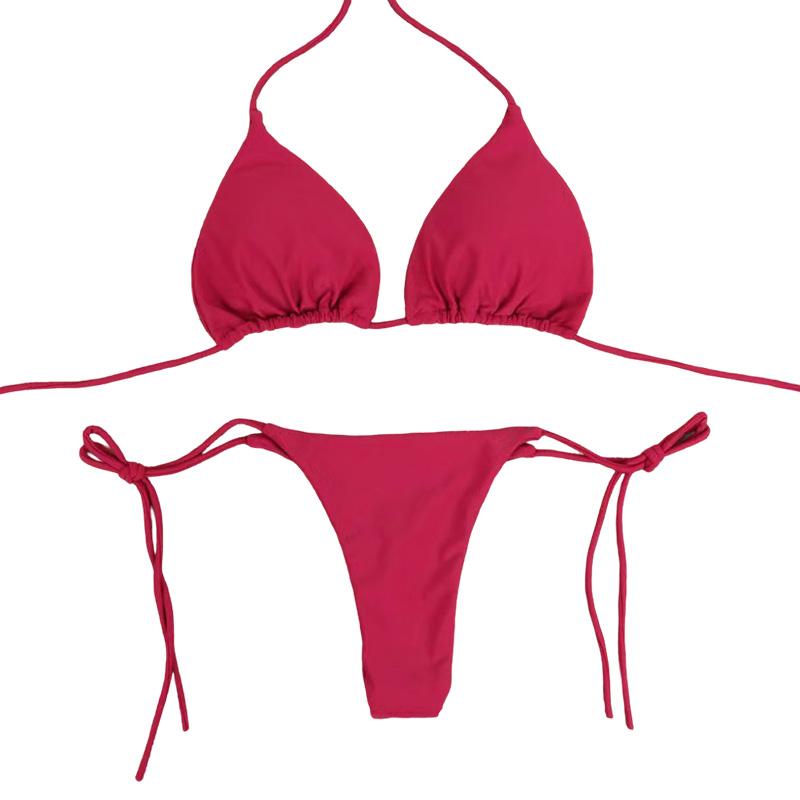 1 комплект купальника однотонный купальник раздельный трехточечный комплект сексуальное бикини европейский стиль галстук