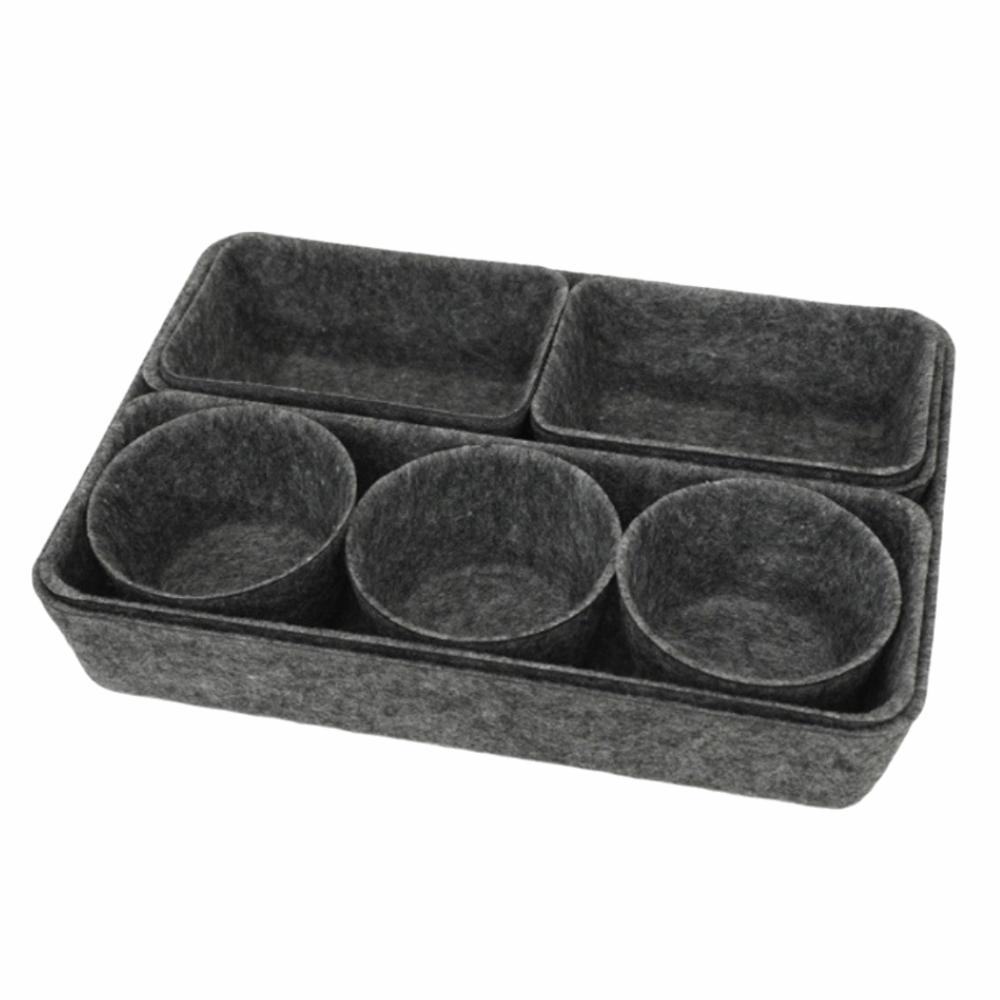 8Pcs/Set Space-Saving Felt Storage Box Set Seamless Desktop Sundries Box Closet Organizer