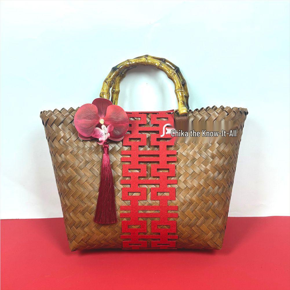 Свадебный подарок для подружки невесты, конфеты, подарочная плетеная сумка-тоут