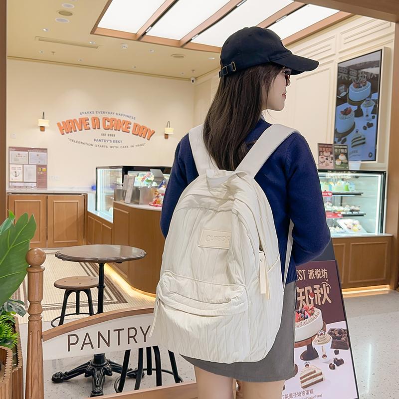 Женская школьная сумка, однотонный рюкзак большой вместимости, легкий дорожный рюкзак