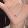 925 Sterling Silver Butterfly Necklace Women Crystal Zircon Pendant Necklace for Women Girl Crystal Chain Necklace Party Jewelry