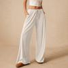Женские брюки повседневные широкие брюки эластичная талия регулируемый шнурок однотонные брюки свободного кроя работа путешествия повседневная носка