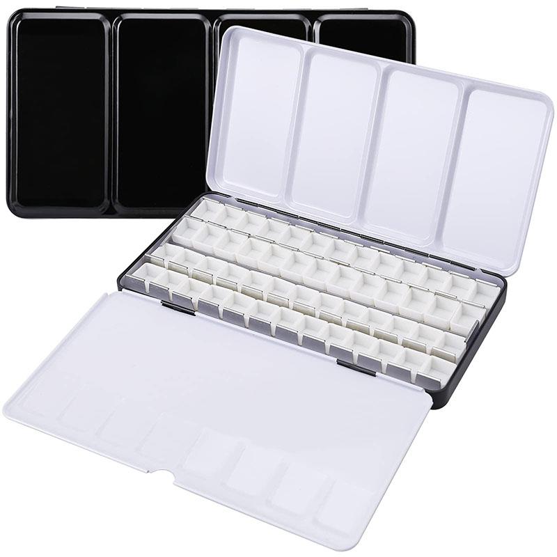 Empty Metal Watercolor Tin Palette Box With 14/26/52pcs Detachable Empty Watercolor Half Pans For DIY Travel Watercolor Palette