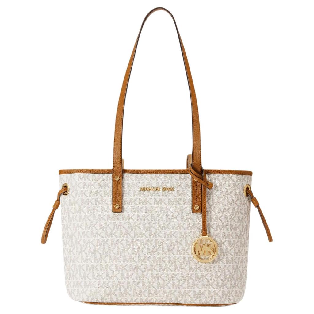 Michael Kors MK Jet Set Travel Сумка-тоут из кожи с монограммой и завязками Женские сумки-тоут Ванильно-белый 35T9GTVT1V-150