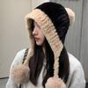Big Pompom Fluffy Fur Earmuffs Beanies Cap For Women Female Soft Plush Winter Warm Knitted Plush Hat Outdoor Snow Ski Bonnet