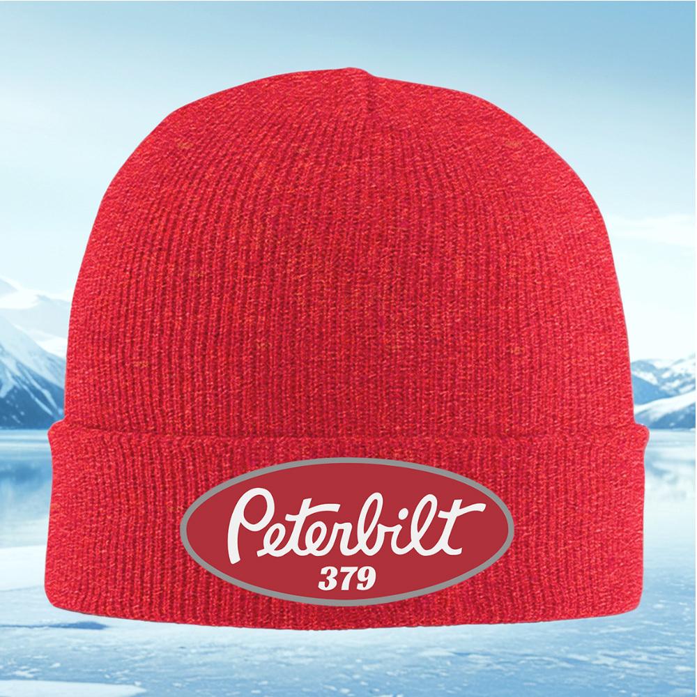 Peterbilt logo red oval design 379 Men Women Unisex Knitted Hat Beanie Pullover Cap Winter Thermal Warm Christmas Outdoor Cyclin