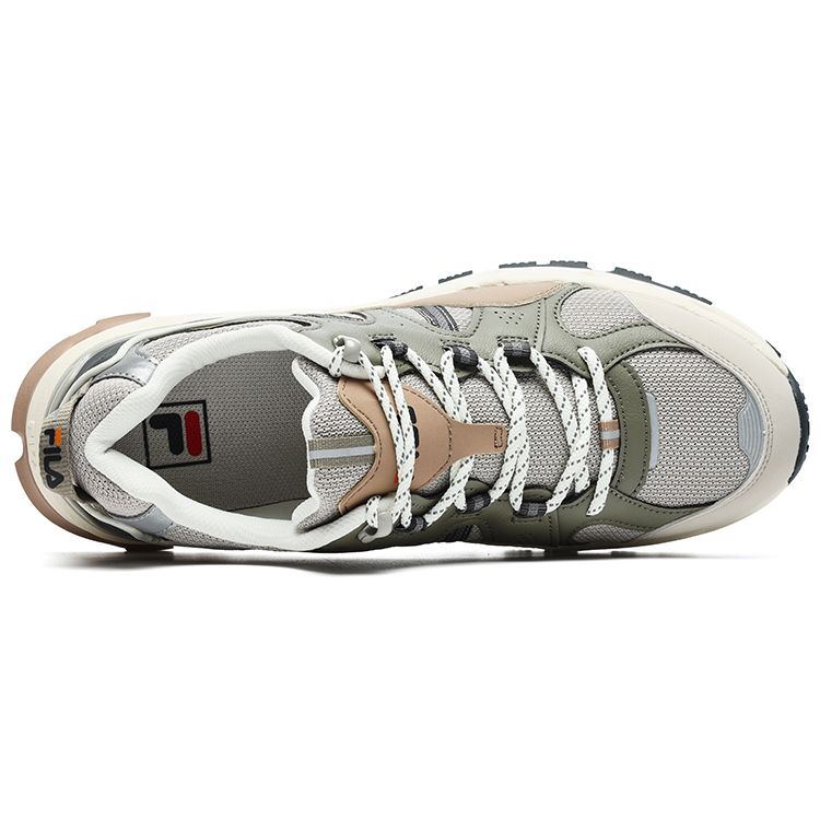 Fila Trek 1S Ткань Синтетическая кожа Уличные Модные Ретро Спортивные Низкие Повседневные Кроссовки Мужские кроссовки Серебристо-зеленый F12M242119FSO