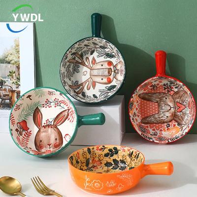 YWDL 500 мл круглая керамическая форма для выпечки с ручкой лесные животные противень для выпечки под глазурью кухонная посуда салатница запеченная паста