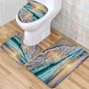4 шт., наборы занавесок для душа с узором морской волны для ванной комнаты, нескользящие коврики для ванной комнаты, крышка для унитаза, коврик для ванной, набор для ванной комнаты