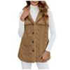 Women's Fashion Winter Plush Hooded Cardigan Mid-length Coat Vest