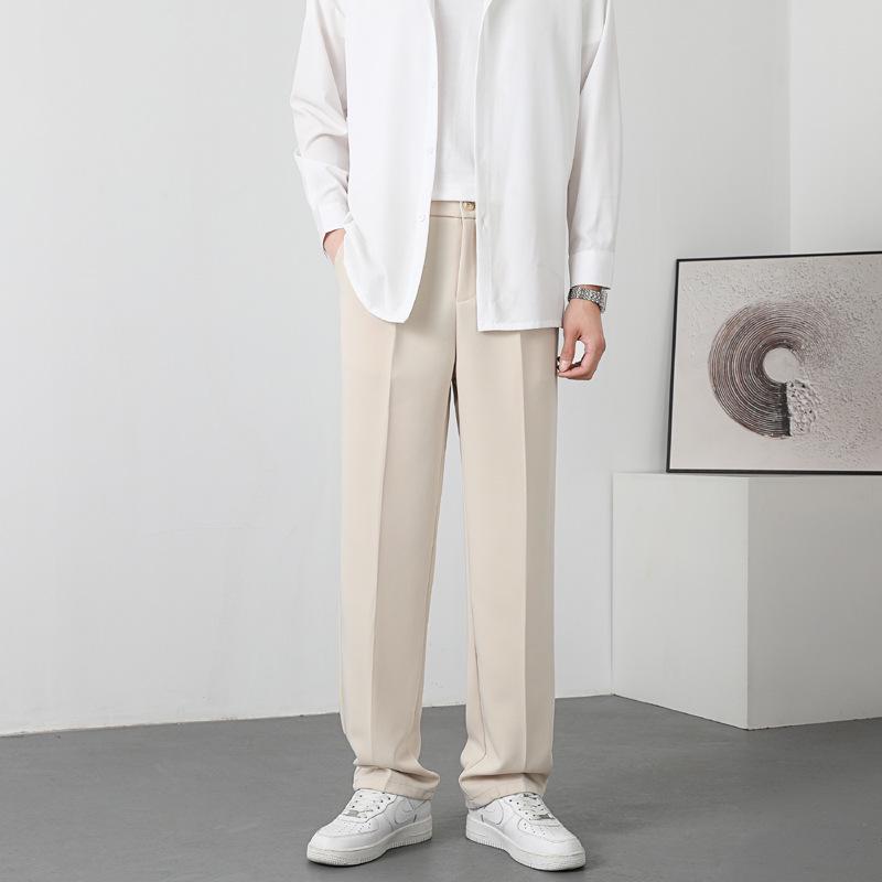 Мужские осенние брюки свободного кроя в корейском стиле с драпировкой, белые