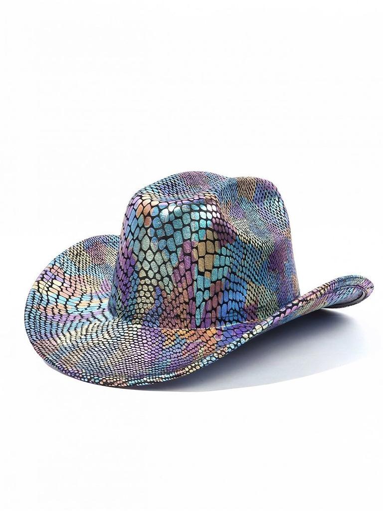Яркая ковбойская шляпа для вечеринки, флуоресцентная шляпа рыцаря с большими полями, цилиндр в стиле вестерн