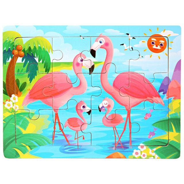 Economy 30piece Montessori 3D Puzzle Cartoon Animal Wooden Jigsaw Puzzle Board Game Educational Toys For Children Gifts
