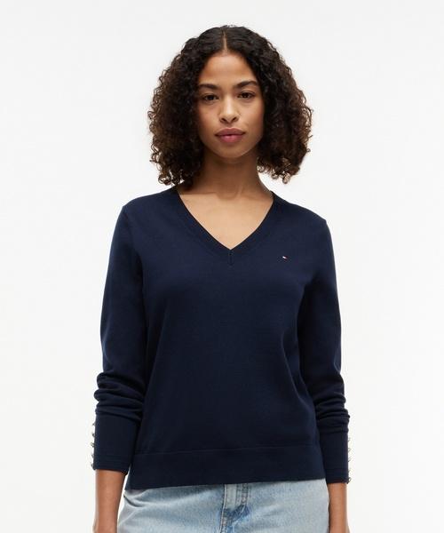Свитер с V-образным вырезом и манжетами TOMMY HILFIGER (T22G6Kto010Wt1C1G)