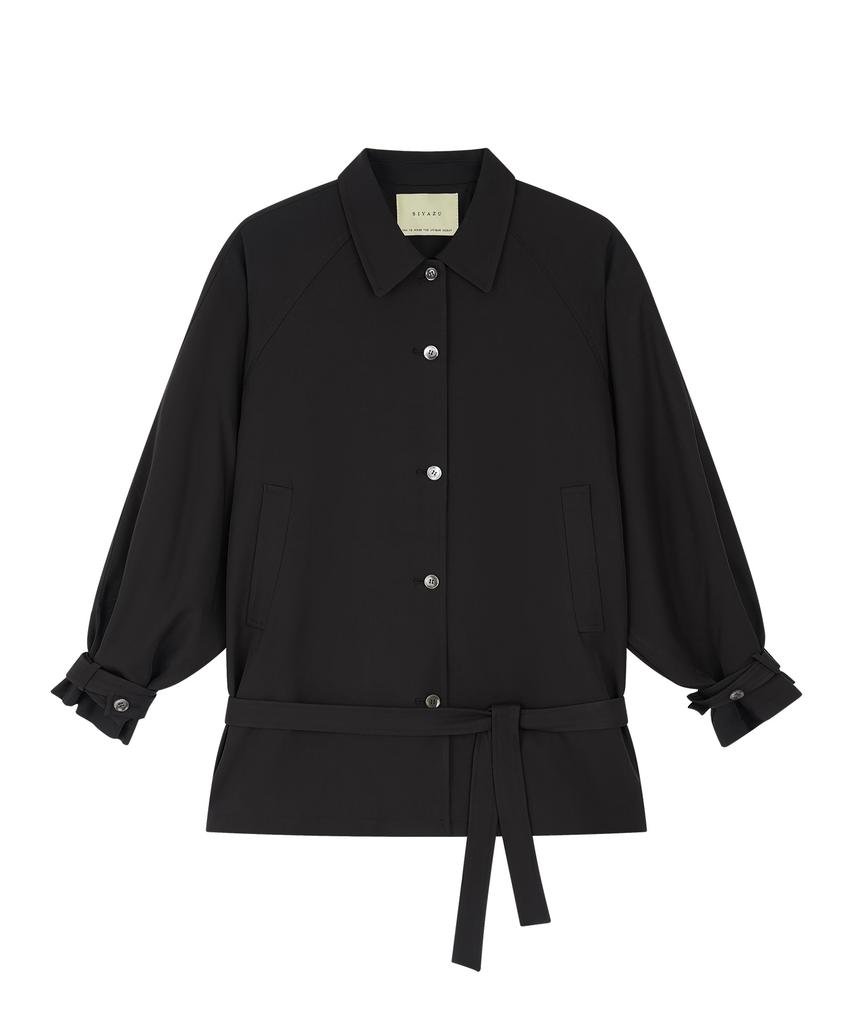 SIYAZU Siot4203 Oversized Fluid Belted Jacket_Black