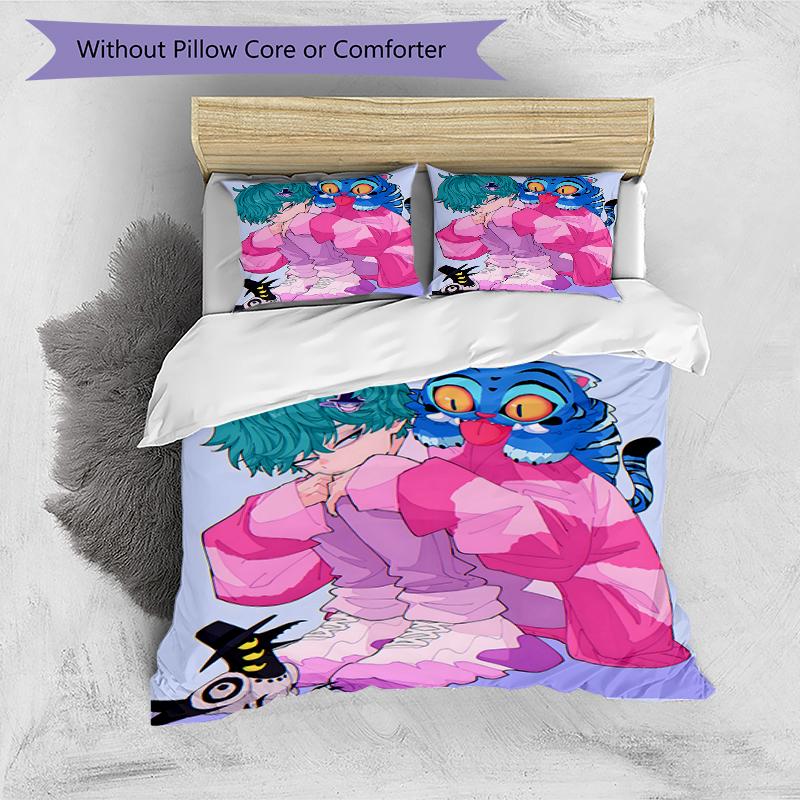 3pcs KPop Demon Hunters SAJA BOYS2 Design Cover Set - HD Printed Bedding with 1 Cover and 2 Pillowcases - Perfect for Home and Dorm Decor