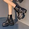 Платформа Высокий каблук Женские ботильоны Брендовая обувь Дизайнерские плиссированные новые молнии Панк Готические сапоги Женские туфли 2025 года Трендовые туфли-лодочки Mujer Botas