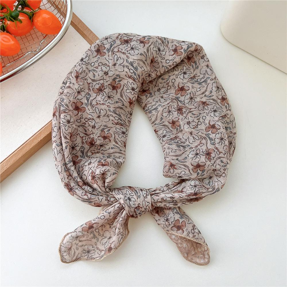 60cm Flower Print Cotton Bandanas Square Scarf Women Girls Headband Accessories Hairscarf Hairscarf
