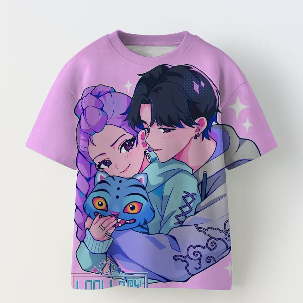 Детская футболка с 3D-принтом Kpop Demon Hunter, футболка с короткими рукавами, повседневная модная летняя женская аниме-одежда