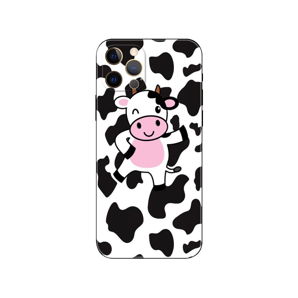 Чехол для телефона с принтом коровы для iphone 14 2020se 6 6s 7 8 plus x 10 XR XS 11 12 13 mini pro MAX черная задняя крышка из ТПУ