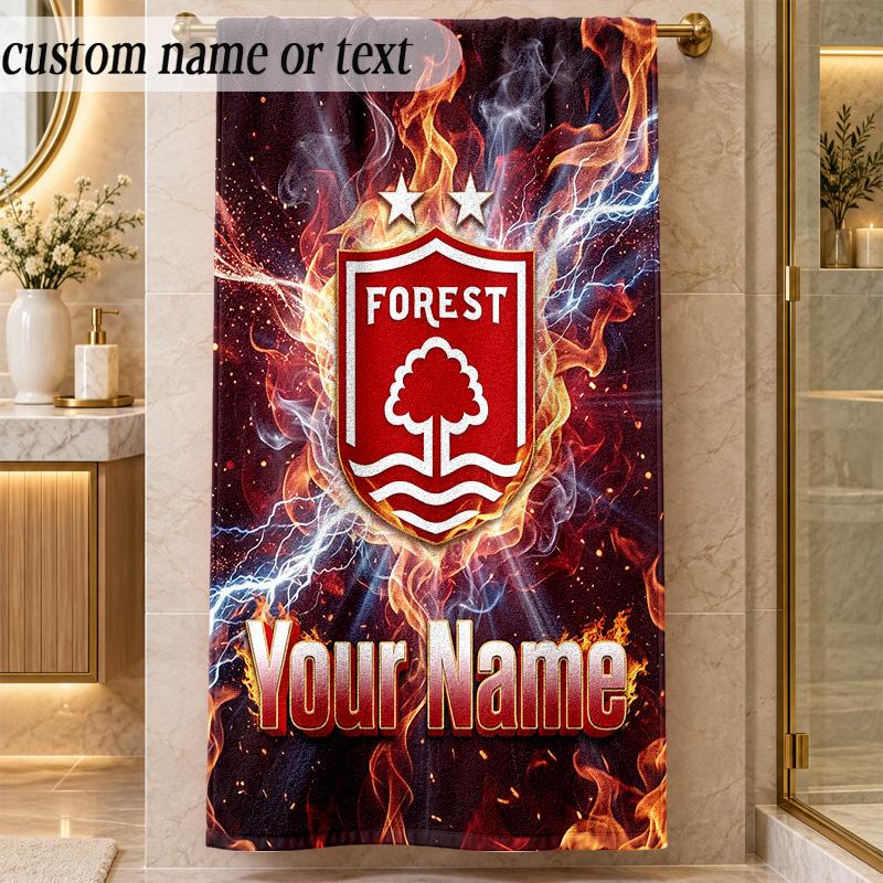 Beach TowelNottingham Forest FC Custom Name Text Personalized Soft Towel for Beach Pool Indoor Home Decor Gift