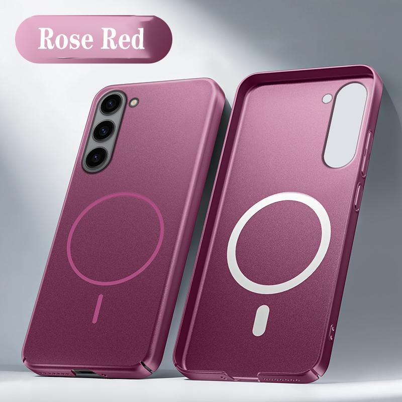 Ultra Thin Metallic Paint Magnetic Case For Samsung S25 S24 S23 S22 Ultra Plus For Magsafe Wireless Charging Armor Hard PC Cover