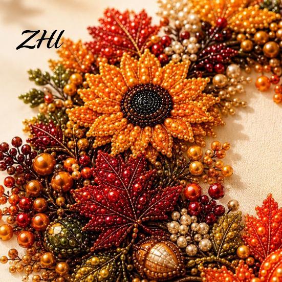 DIY Craft Projects for Kids Pumpkin Faux Pearl Art Kit, Fall Wreath Painting Autumn Harvest Cozy Thanksgiving Decor 3D Bead Kit Adults Beginners, Home