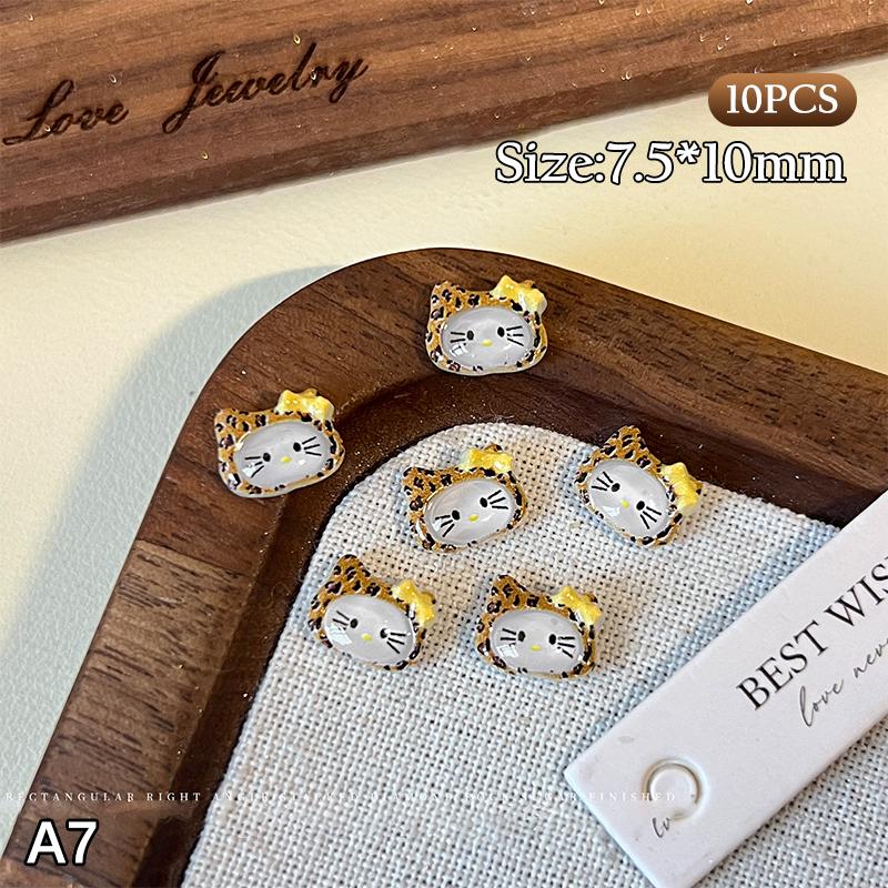 10 шт./пакет 3D Мультяшные Шармы для ногтей Hello Kitty Смешанная смола Котенок Китти с бантом Украшение для нейл-арта Кавайный Блестящий Kt Деталь для ногтей