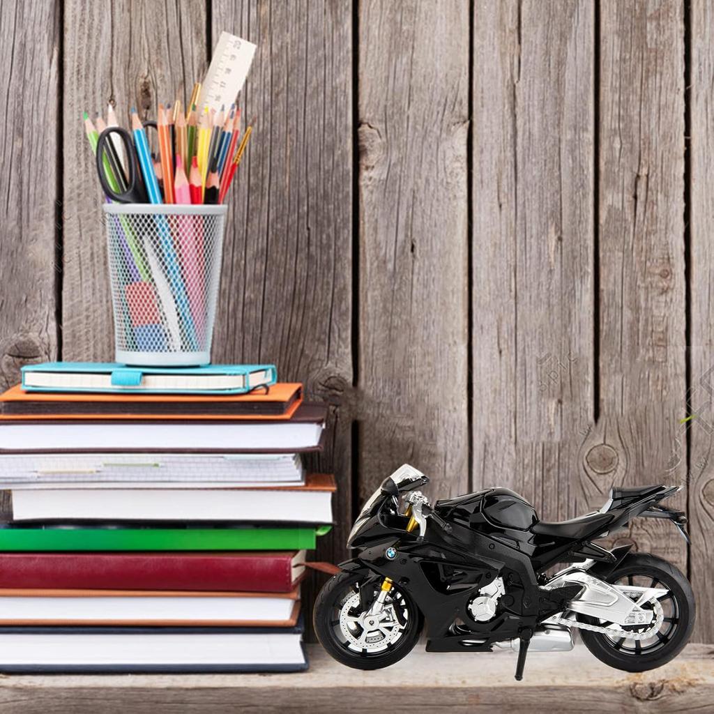 1/12 BMW S1000 Motorcycle Toy,Collector Motorcycle Modle with Display Stand and Helmet Keychain,Toy Motorcycles for 3-9 Year Old Boys Black
