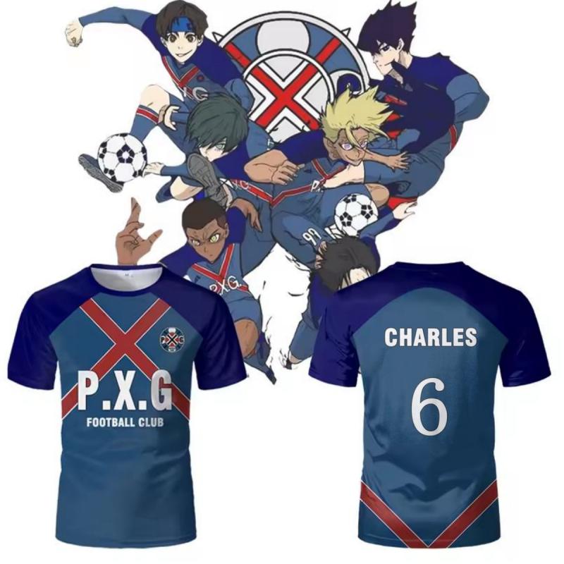 Anime Charles Shirt Cosplay Costumes #6 Football Club Jersey Charles Soccer Training T-Shirt 3D Printing