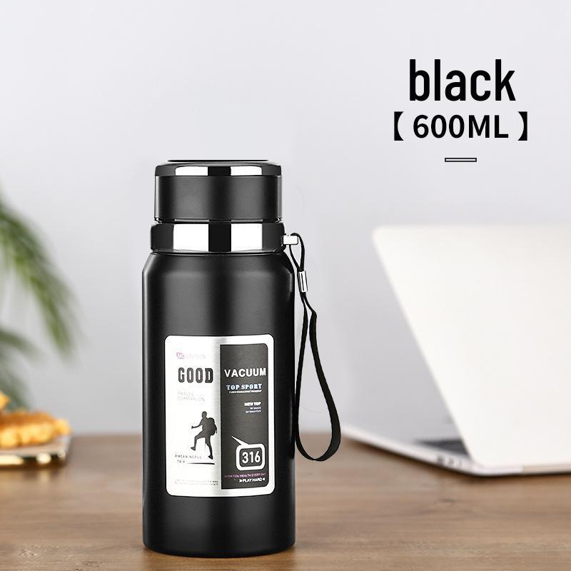 Изолированная чашка для воды из нержавеющей стали 316 с ситечком для чая - 1000 мл/1500 мл, большой вместимости для автомобиля, студентов и использования на открытом воздухе