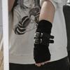 Spandex Ice Silk Finger Sleeves Gothic Solid Color Sleeve Sun Protection Y2K PU Wristband  Cosplay