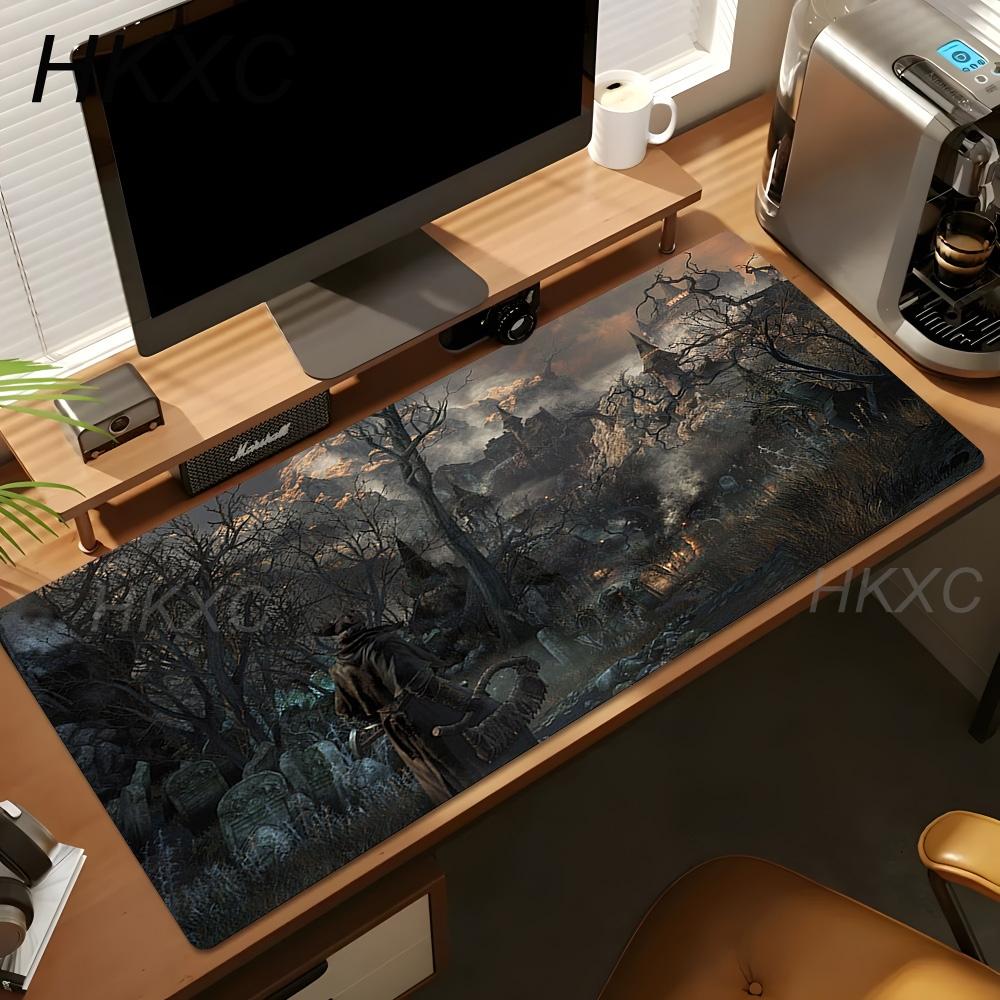 Игровой коврик для мыши Bloodborne Battle Warrior Mousepad XL Настольный коврик Нескользящая резиновая основа Мягкая ткань Игровая комната Настольный коврик для мыши