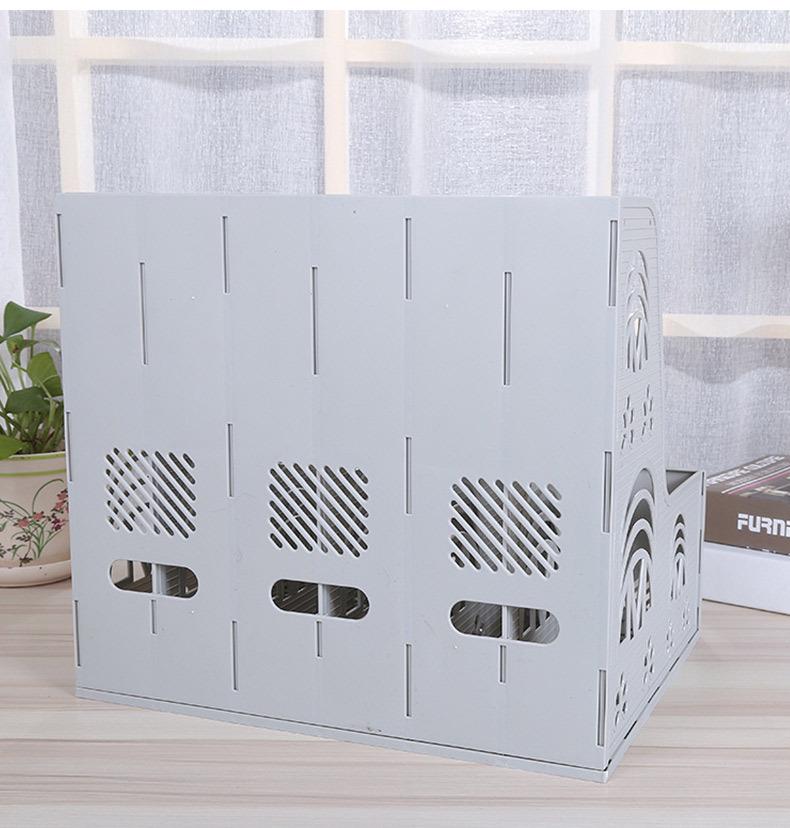 Настольный органайзер для файлов с шестью секциями: Пластиковая стойка для файлов и держатель карманов с логотипом для хранения в офисе.